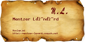 Mentzer Lénárd névjegykártya